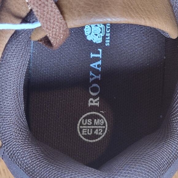 Royal Class Men's Dress Sneaker Size 9 Vegan Leather Casual Brown Lace Up Casual - Picture 7 of 11